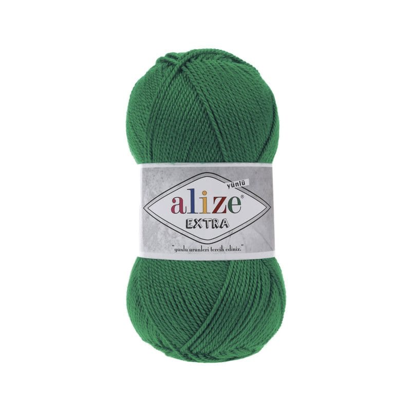 Alize Extra premium acrylic yarn skein for knitting and crochet, smooth high-quality yarn ideal for garments and accessories color green, color number 20