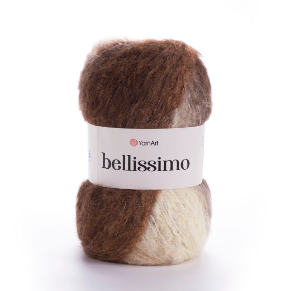 YarnArt Bellissimo yarn skein color 1402 soft fluffy mohair acrylic blend yarn with color changing effect for knitting