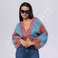 Summer oversize cardigan made from Yarnart Bellissimo yarn beautiful halo effect