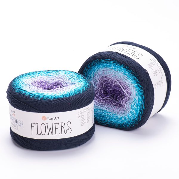 YarnArt Flowers cake yarn skein 254, gradient color changing cotton acrylic yarn