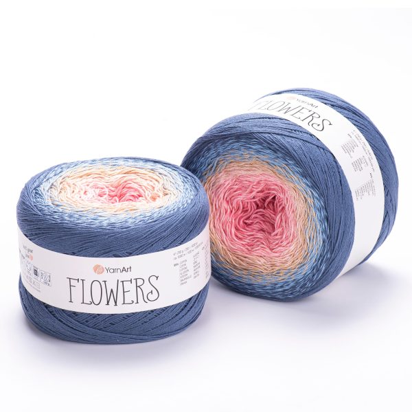 YarnArt Flowers cake yarn skein 262, gradient color changing cotton acrylic yarn