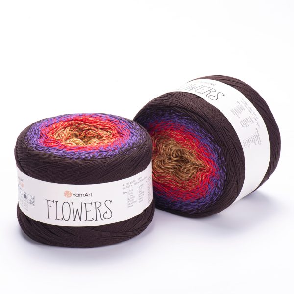 YarnArt Flowers cake yarn skein 265, gradient color changing cotton acrylic yarn