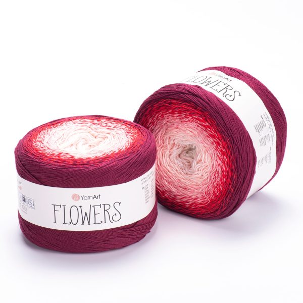 YarnArt Flowers cake yarn skein 269, gradient color changing cotton acrylic yarn