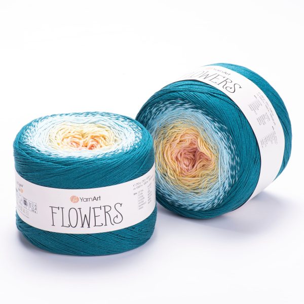 YarnArt Flowers cake yarn skein 270, gradient color changing cotton acrylic yarn