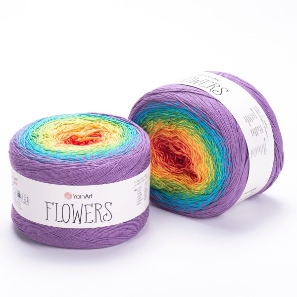 YarnArt Flowers cake yarn skein 277, gradient color changing cotton acrylic yarn