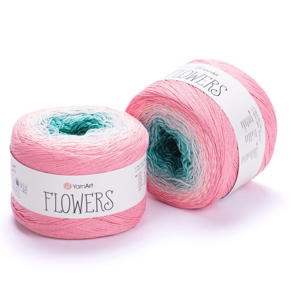 YarnArt Flowers cake yarn skein 292, gradient color changing cotton acrylic yarn