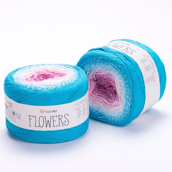YarnArt Flowers cake yarn skein 294, gradient color changing cotton acrylic yarn