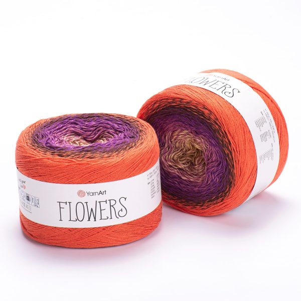 YarnArt Flowers cake yarn skein 295, gradient color changing cotton acrylic yarn