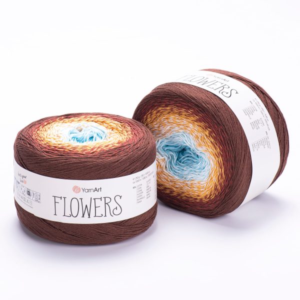 YarnArt Flowers cake yarn skein 296, gradient color changing cotton acrylic yarn
