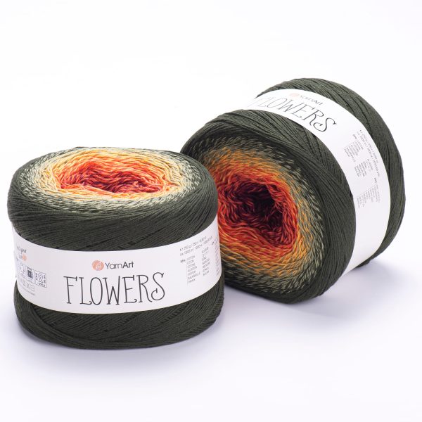 YarnArt Flowers cake yarn skein 302, gradient color changing cotton acrylic yarn
