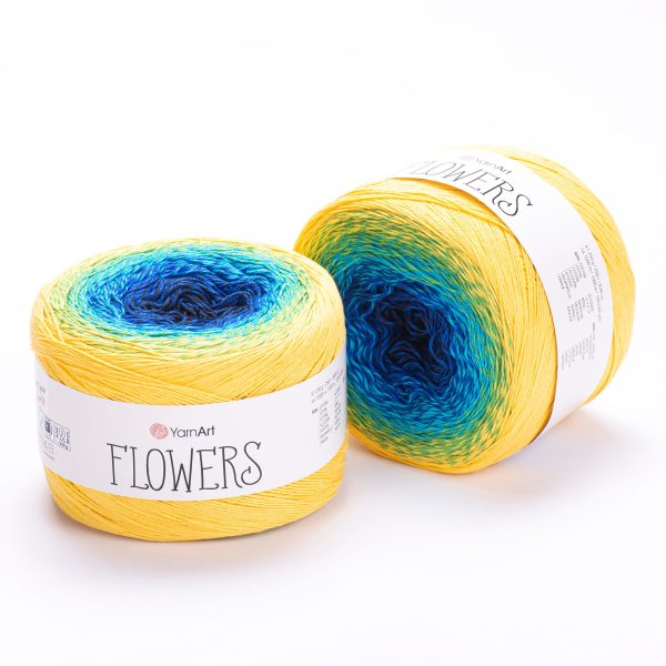 YarnArt Flowers cake yarn skein 304, gradient color changing cotton acrylic yarn