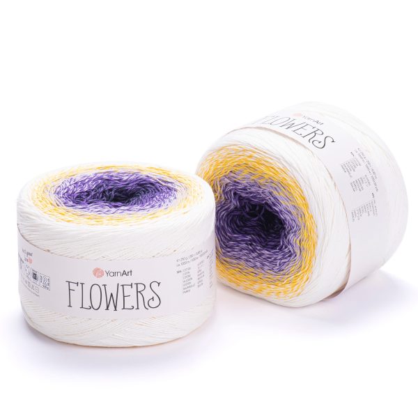 YarnArt Flowers cake yarn skein 307, gradient color changing cotton acrylic yarn