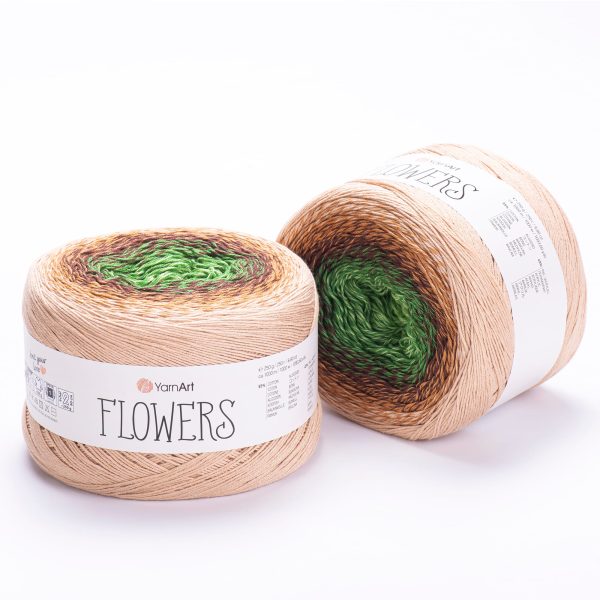 YarnArt Flowers cake yarn skein 308, gradient color changing cotton acrylic yarn
