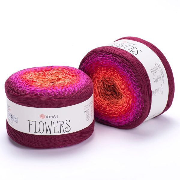 YarnArt Flowers cake yarn skein 310, gradient color changing cotton acrylic yarn