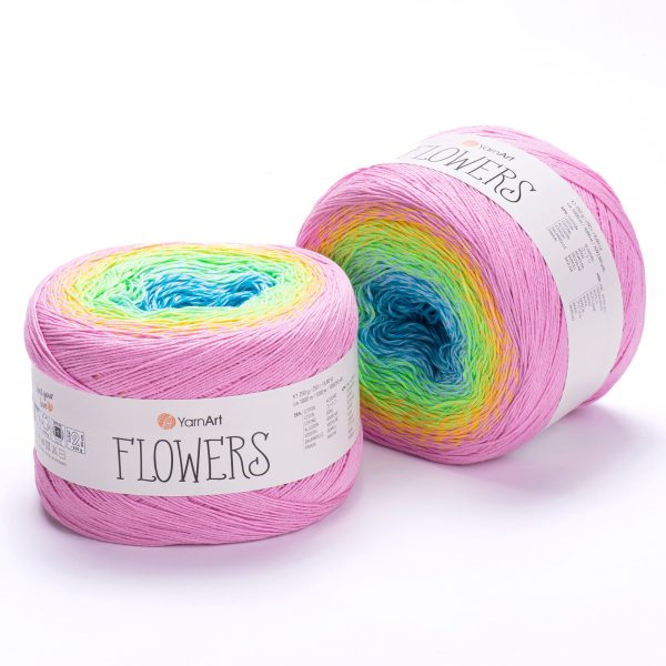 YarnArt Flowers cake yarn skein 312, gradient color changing cotton acrylic yarn