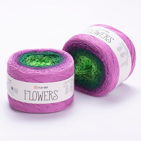 YarnArt Flowers cake yarn skein 313, gradient color changing cotton acrylic yarn