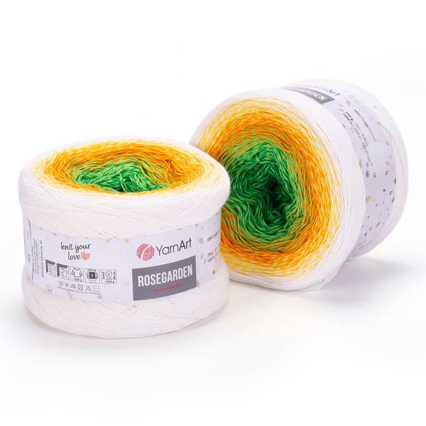 YarnArt Rosegarden cake yarn skein color 303, gradient color changing cotton blend yarn for knitting and crochet