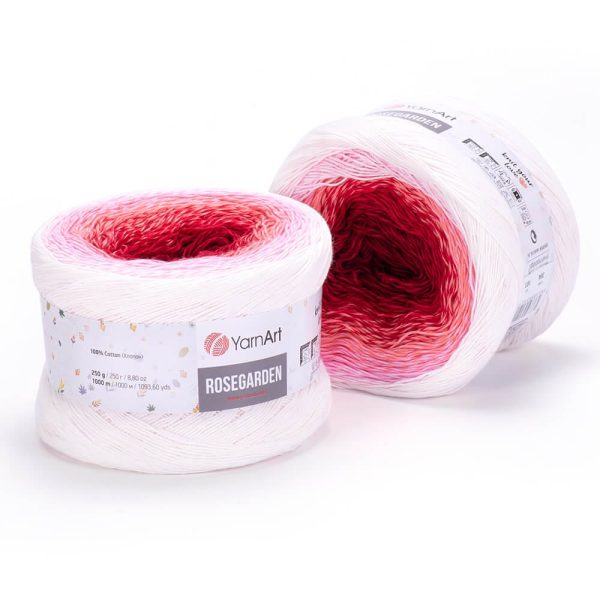YarnArt Rosegarden cake yarn skein color 304, gradient color changing cotton blend yarn for knitting and crochet