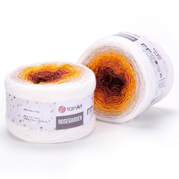 YarnArt Rosegarden cake yarn skein color 307, gradient color changing cotton blend yarn for knitting and crochet