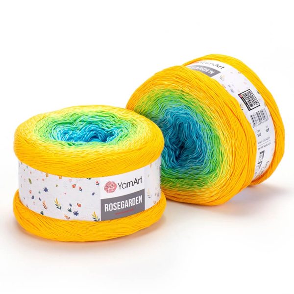 YarnArt Rosegarden cake yarn skein color 310, gradient color changing cotton blend yarn for knitting and crochet