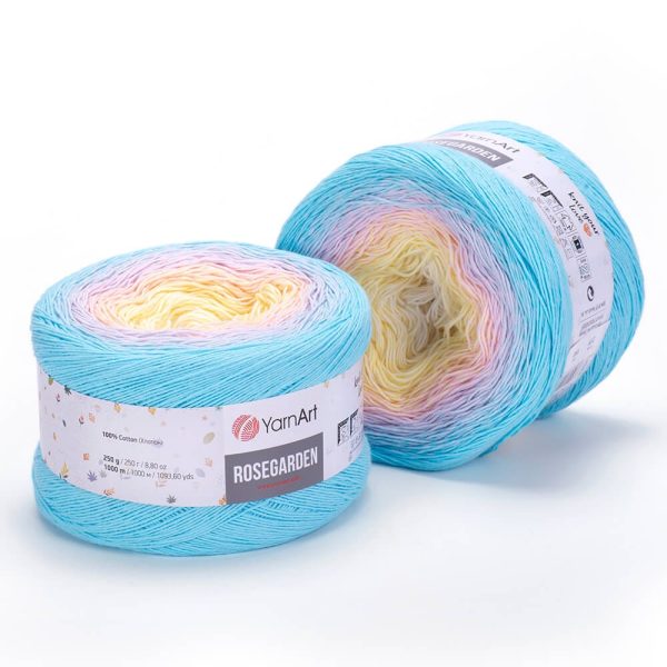 YarnArt Rosegarden cake yarn skein color 311, gradient color changing cotton blend yarn for knitting and crochet
