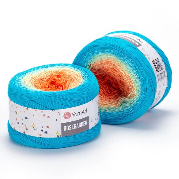 YarnArt Rosegarden cake yarn skein color 317, gradient color changing cotton blend yarn for knitting and crochet