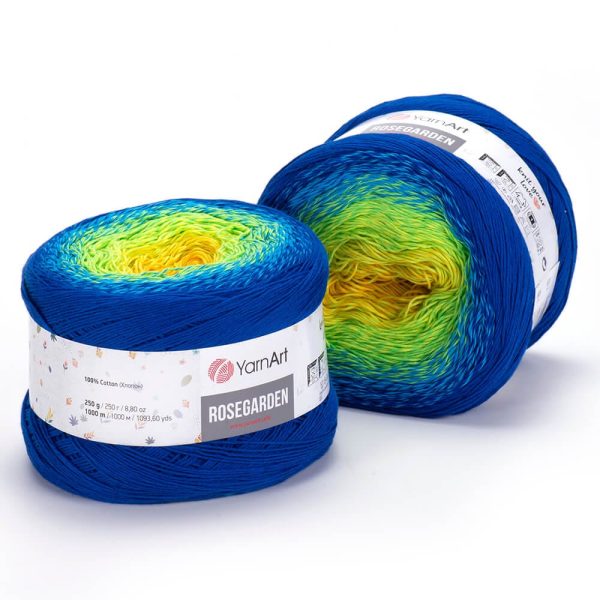 YarnArt Rosegarden cake yarn skein color 320, gradient color changing cotton blend yarn for knitting and crochet