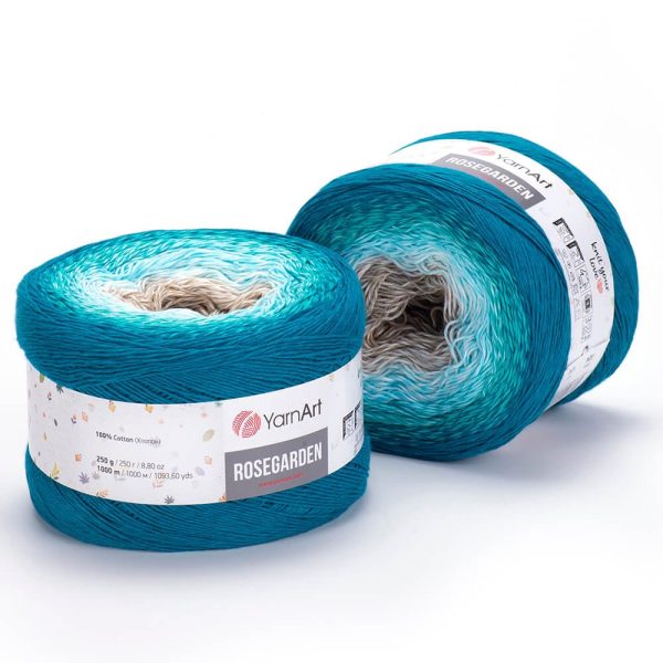 YarnArt Rosegarden cake yarn skein color 324, gradient color changing cotton blend yarn for knitting and crochet