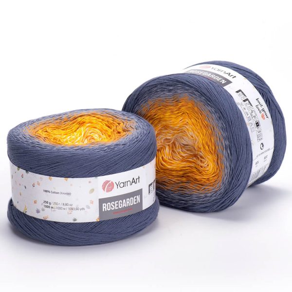 YarnArt Rosegarden cake yarn skein color 326, gradient color changing cotton blend yarn for knitting and crochet