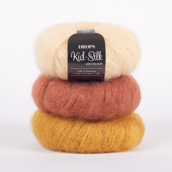 DROPS Kid-Silk yarn skeins summer feeling , soft mohair silk blend lace yarn for lightweight knitting