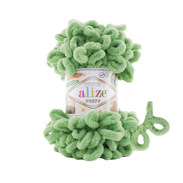 Alize Puffy loop yarn skein, soft chenille yarn color 103 for finger knitting blankets scarves and baby accessories
