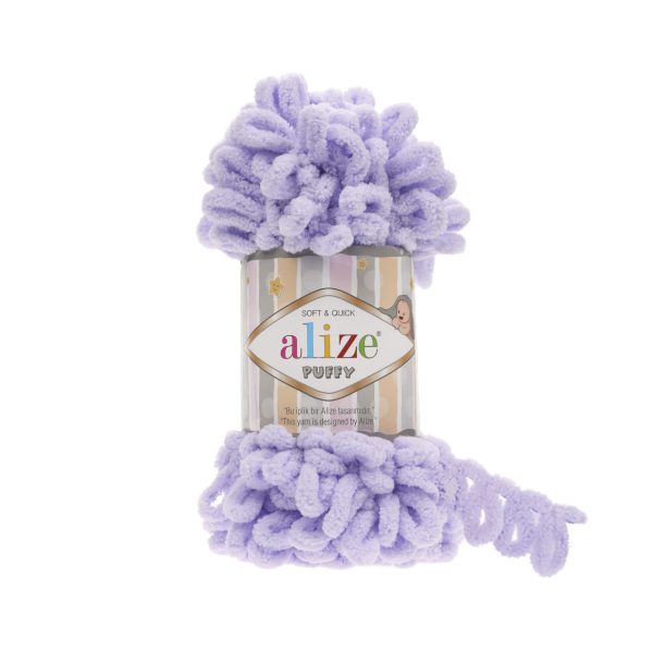 Alize Puffy loop yarn skein, soft chenille yarn color 146 for finger knitting blankets scarves and baby accessories