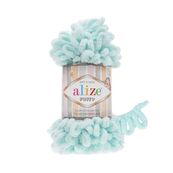 Alize Puffy loop yarn skein, soft chenille yarn color 15 for finger knitting blankets scarves and baby accessories