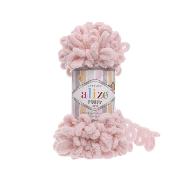Alize Puffy loop yarn skein, soft chenille yarn color 161 for finger knitting blankets scarves and baby accessories