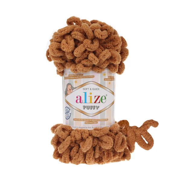 Alize Puffy loop yarn skein, soft chenille yarn color 179 for finger knitting blankets scarves and baby accessories