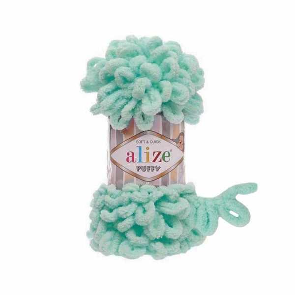 Alize Puffy loop yarn skein, soft chenille yarn color 19 for finger knitting blankets scarves and baby accessories