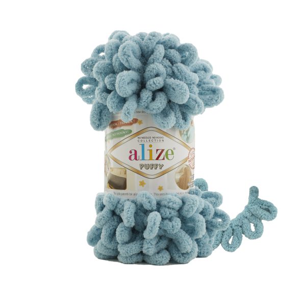 Alize Puffy loop yarn soft chenille yarn color 414 for finger knitting blankets scarves and baby accessories