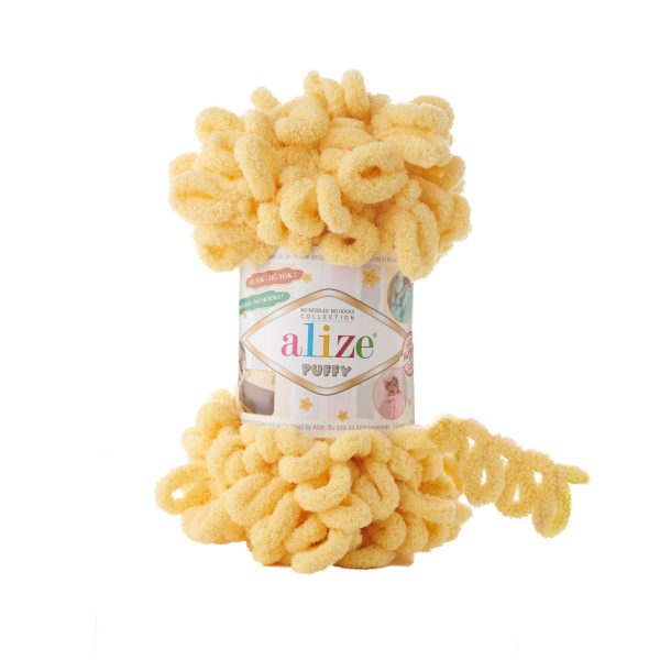 Alize Puffy loop yarn skein, soft chenille yarn color 509 for finger knitting blankets scarves and baby accessories