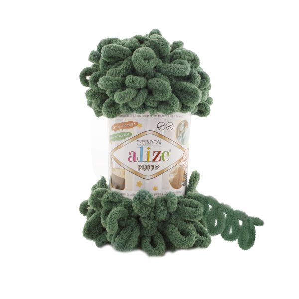Alize Puffy loop yarn skein, soft chenille yarn color 532 for finger knitting blankets scarves and baby accessories