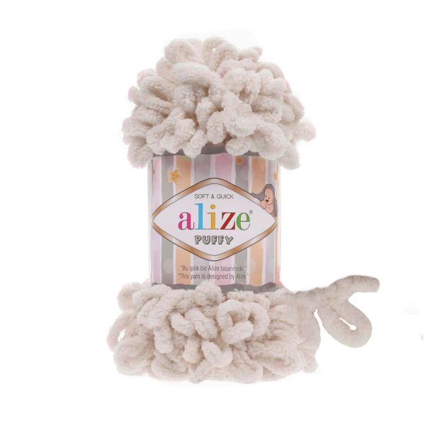 Alize Puffy loop yarn skein, soft chenille yarn color 599 for finger knitting blankets scarves and baby accessories