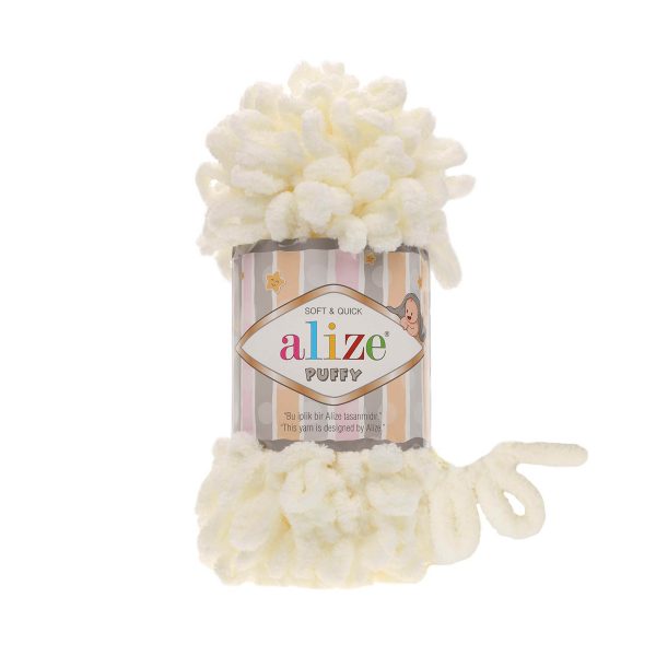 Alize Puffy loop yarn skein, soft chenille yarn color 62 for finger knitting blankets scarves and baby accessories