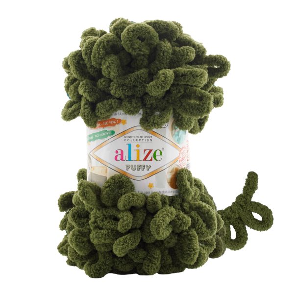 Alize Puffy loop yarn skein, soft chenille yarn color 620 for finger knitting blankets scarves and baby accessories