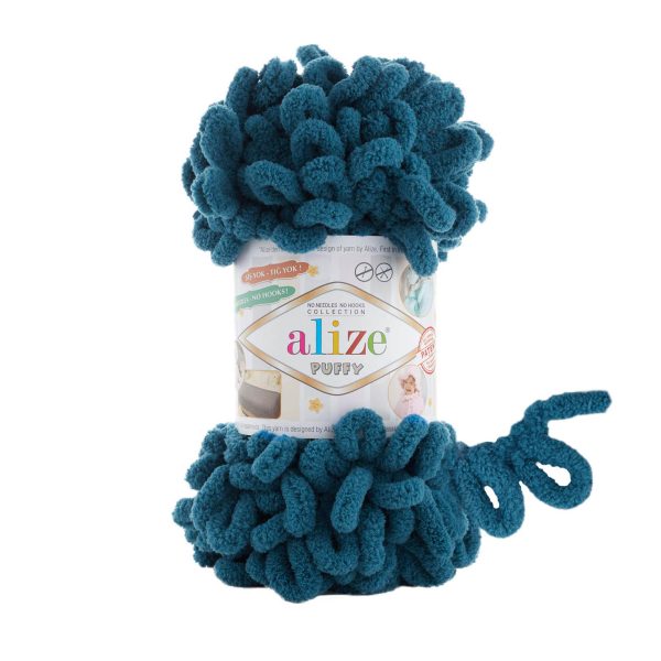 Alize Puffy loop yarn skein, soft chenille yarn color 646 for finger knitting blankets scarves and baby accessories