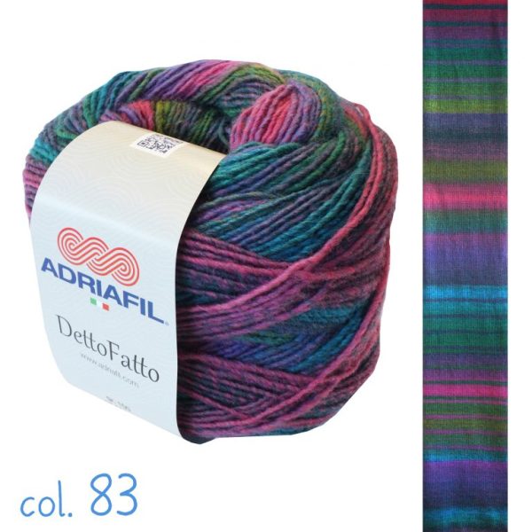 Adriafil Dettofatto gradient yarn skein color 83, wool acrylic blend multicolor cake yarn for knitting and crochet
