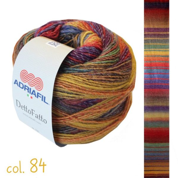 Adriafil Dettofatto gradient yarn skein color 84, wool acrylic blend multicolor cake yarn for knitting and crochet