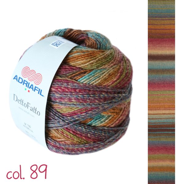 Adriafil Dettofatto gradient yarn skein color 89, wool acrylic blend multicolor cake yarn for knitting and crochet