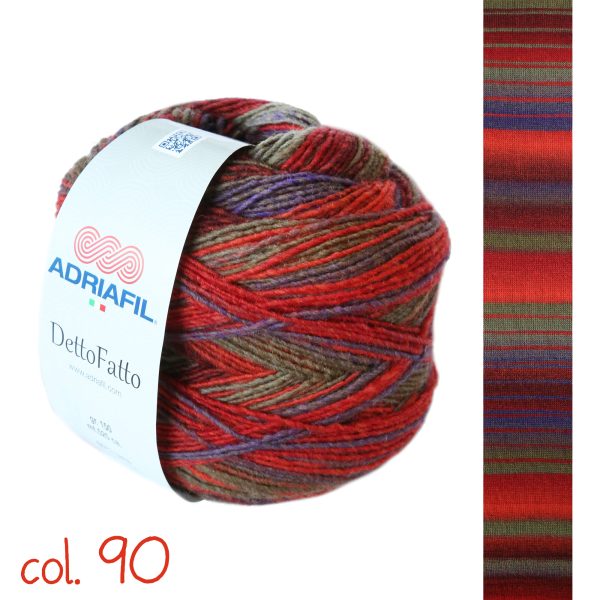 Adriafil Dettofatto gradient yarn skein color 90, wool acrylic blend multicolor cake yarn for knitting and crochet