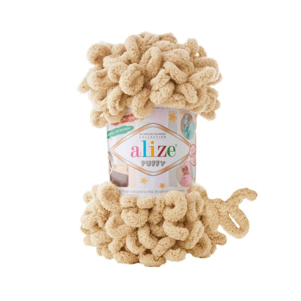 Alize Puffy loop yarn skein, soft chenille yarn color 95 for finger knitting blankets scarves and baby accessories
