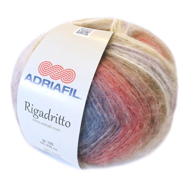 Adriafil Rigadritto premium Italian self striping yarn skein color 40, soft brushed yarn for knitting and crochet