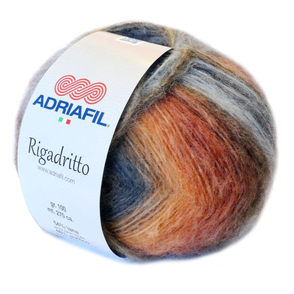 Adriafil Rigadritto premium Italian self striping yarn skein color 41, soft brushed yarn for knitting and crochet